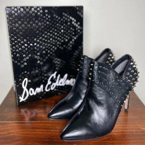 Sam Edelman Black Studded Zip Leather Heels Womens Size 7